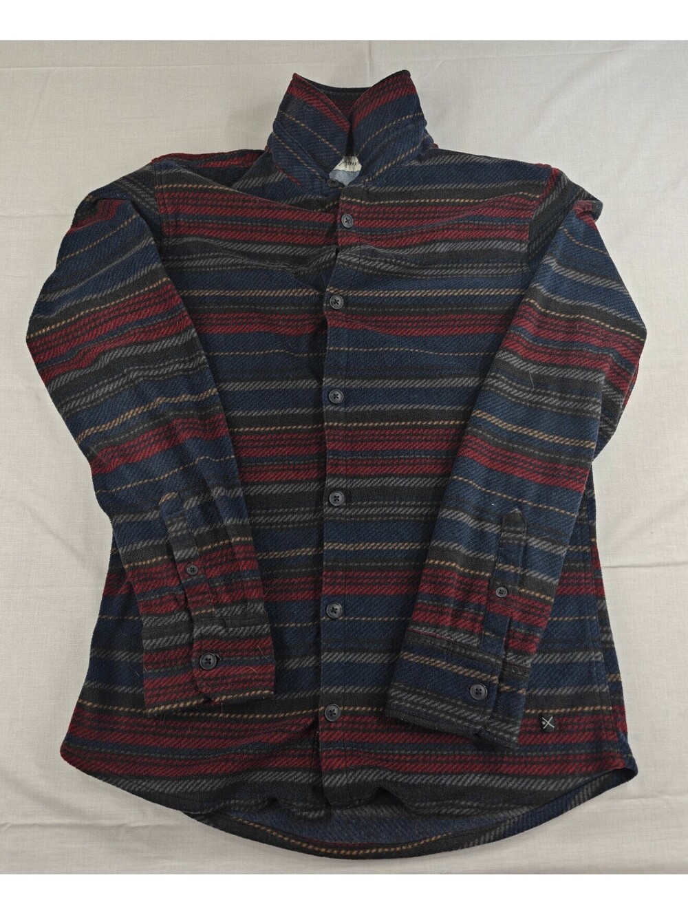 Departwest Men’s L Striped Heavyweight Flannel Shirt Jacket Western Shacket